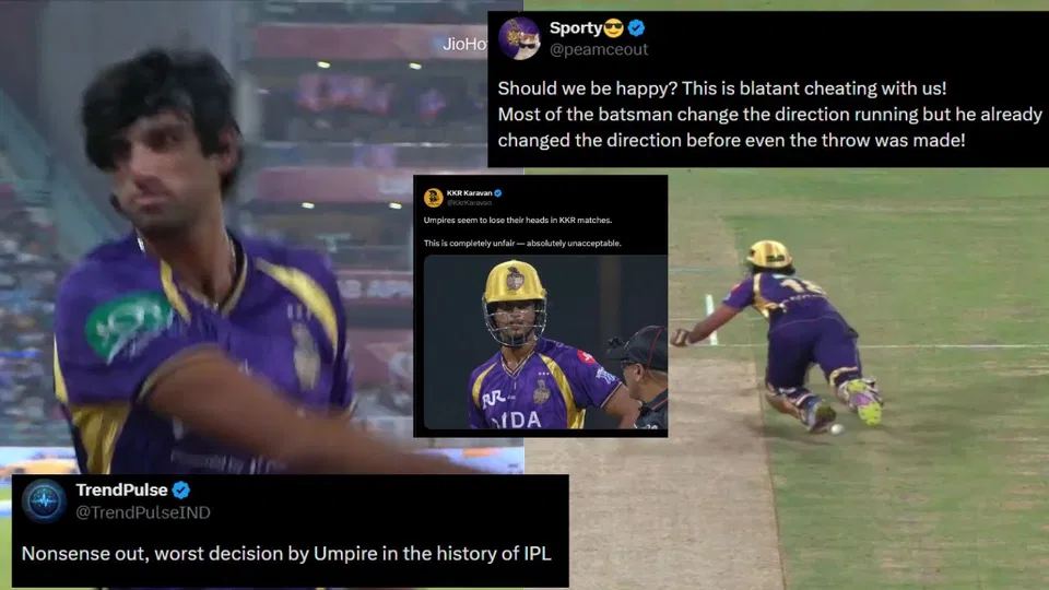 “Blatant Cheating” Fans Tear Into Umpires As KKR Lose Raghuvanshi For ‘Obstructing’